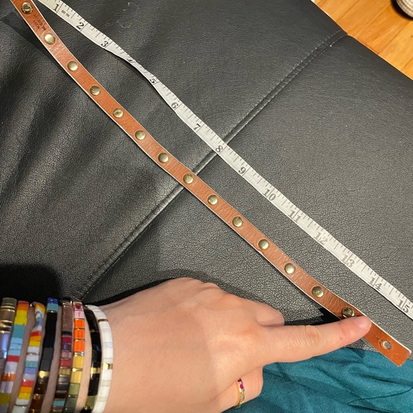 Double Banded Layer Wrap Leather Logo Stud Bracelet Gold Grommet Rivet Hardware - Picture 11 of 12